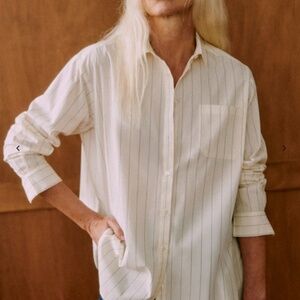 Sezane MAX SHIRT - Fine dark navy stripes